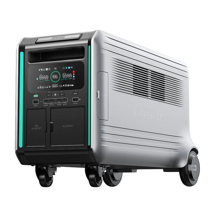 Zendure SuperBase V6400 3600W 120/240V Power Station Kit | 19.3kWh Total Lithium Battery Bank | 8 x 200W 12V Rigid Mono Solar Panels