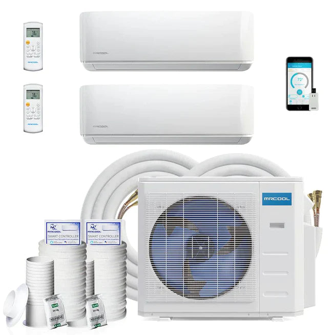 MRCOOL DIY Mini Split - 18,000 BTU 2 Zone Ductless Air Conditioner and Heat Pump with 16 ft. Install Kit