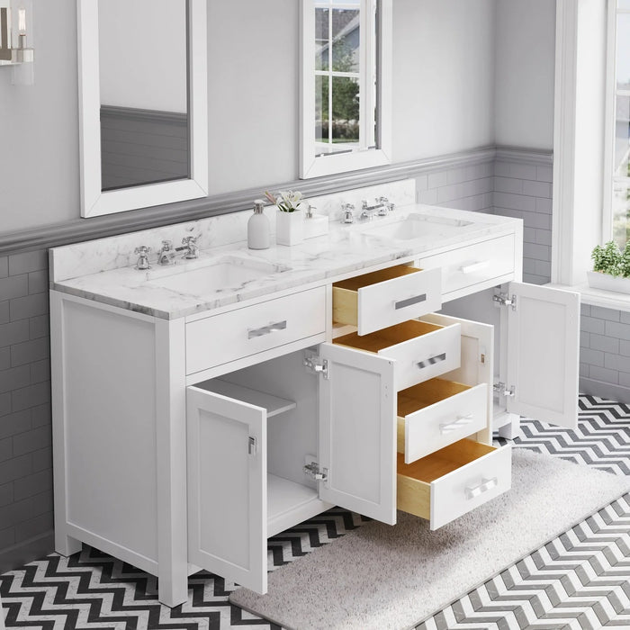 Water Creation Madison Collection 72" Pure White Double Sink Bathroom Vanity