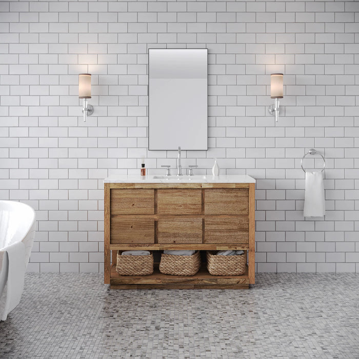 Water creation Oakman 48'' Single Sink Carrara White Marble Countertop Bathroom Vanity