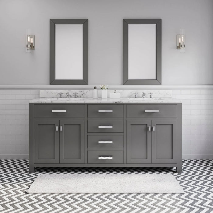 Water Creation Madison Collection 72" Cashmere Grey Double Sink Bathroom Vanity