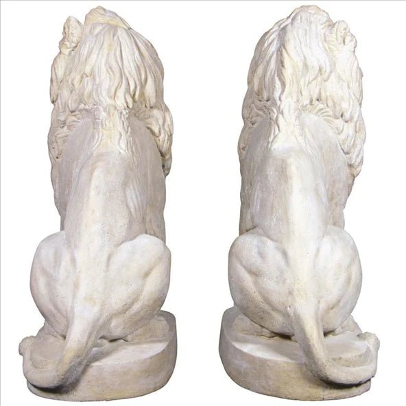 Design Toscano Stately Chateau Lion Sentinel Garden Statues Set of Left and Right - NE9160274